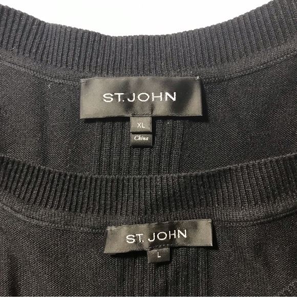 St John knit cardigan & shell twinset L XL black white polka dots - Picture 6 of 10